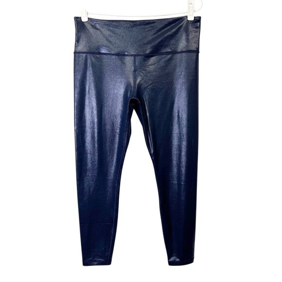 Athleta Elation Shine Tight Womens Size XL Blue Metallic High Rise Leggings - Picture 1 of 10